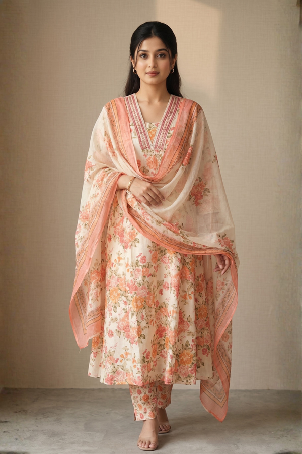 Women's Jaipur Block Print Tunic, Pants & Dupatta Set